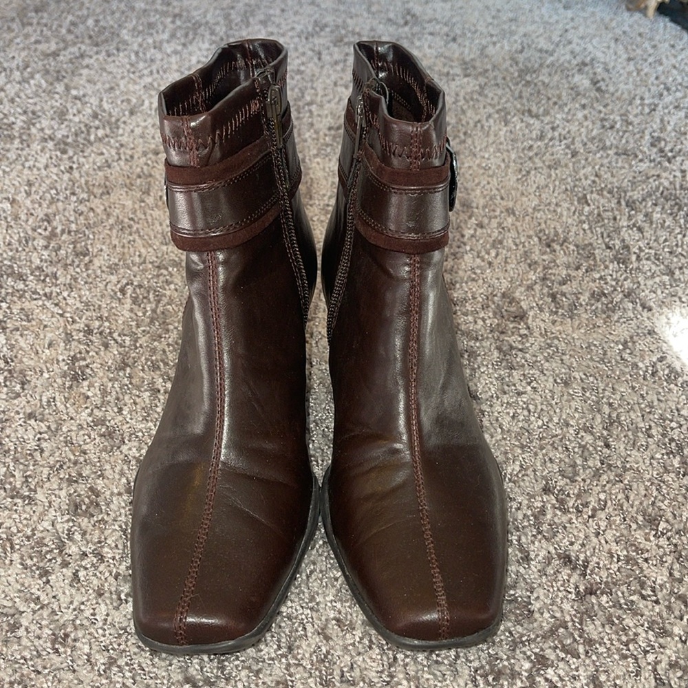 Aerosoles A2 Ankle Boots Dark Brown Square Toe